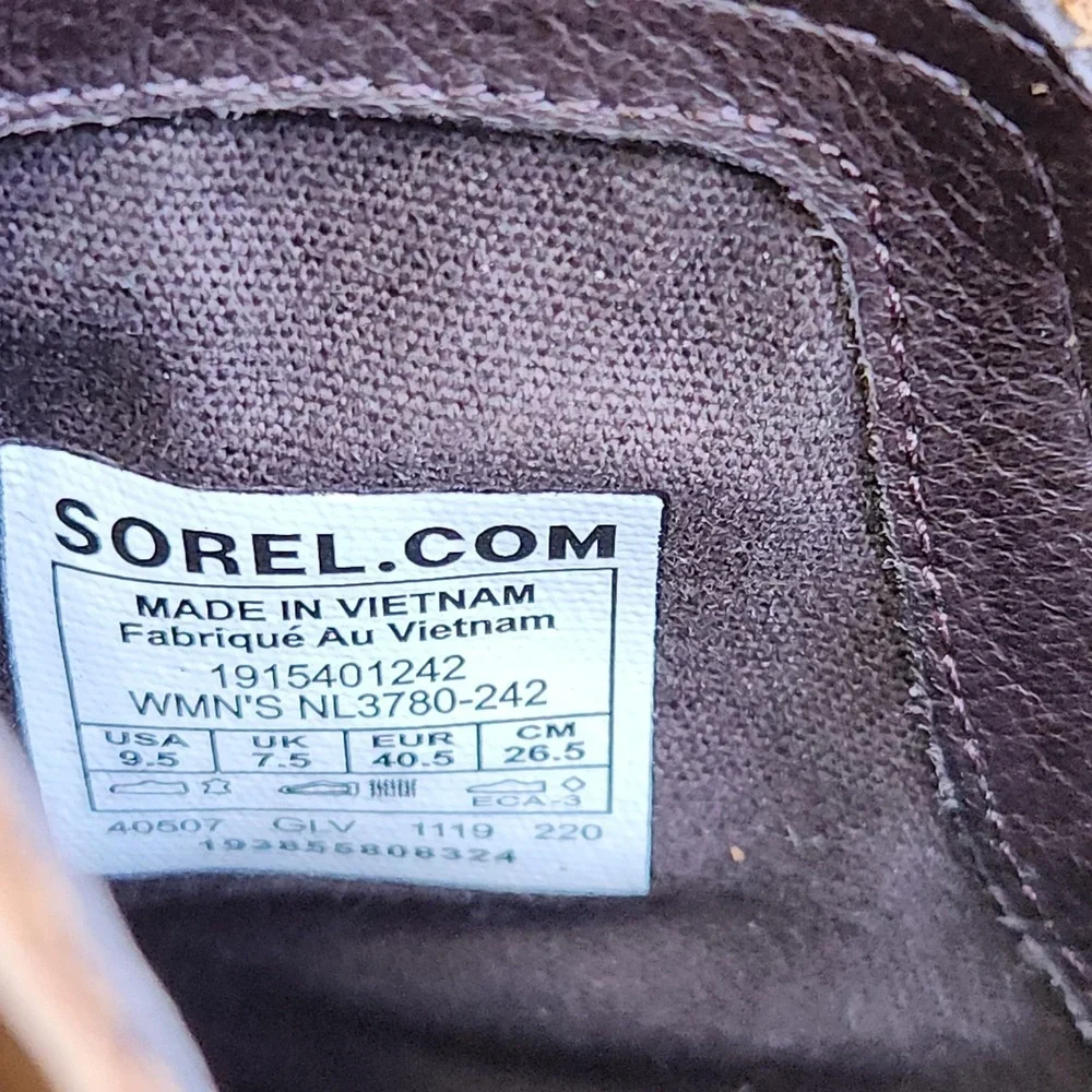 Sorel‎ Lolla Cut-Out Boots Womens 9.5 Brown Leather Block Heel Ankle Booties
